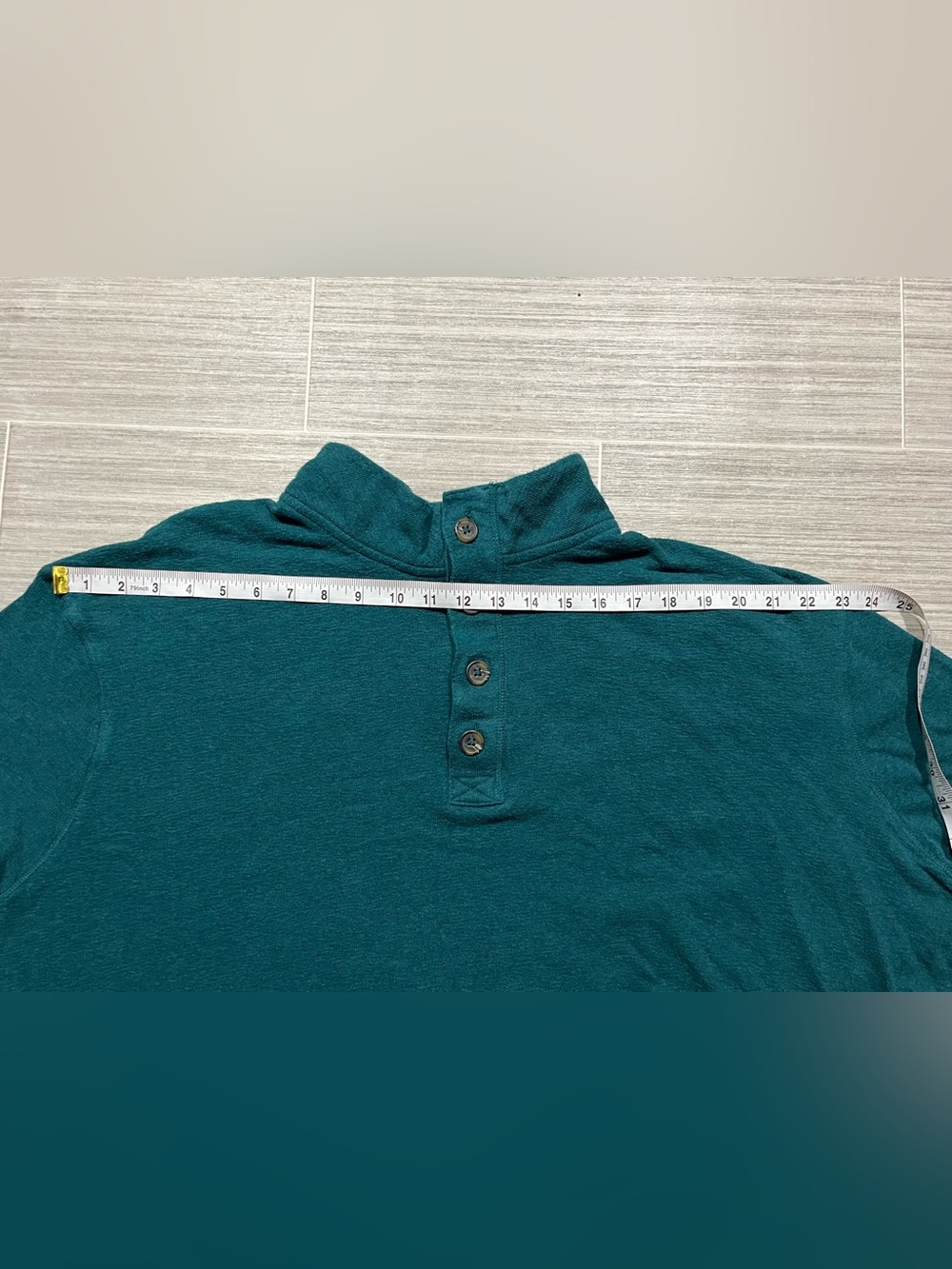 Men's Teal Button-Neck Sweater - Picture 2 of 10